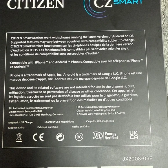 Citizen CZ Smart 44mm Unisex Stainless Steel Hybrid Watch Blue Band